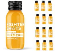 Fighter Shots Ginger Turmeric Shots (12x60ml) | Reduces Bloating | Boosts Immunity | 100% Natural | Perfect Morning/Post Workout Pick Me Up | No Preservatives | Fresh and Fiery Turmeric Shots