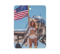 Fighter Woman U.S. Flag Car Air Freshener Ocean Scent Long Lasting Tablets for Auto Hanging Fragrance