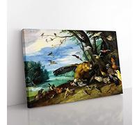 Fighting Birds By Jan Van Kessel Classic Painting Canvas Wall Art Print Ready to Hang, Framed Picture for Living Room Bedroom Home Office Décor, 76x50 cm (30x20 Inch)