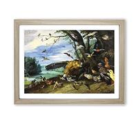 Fighting Birds By Jan Van Kessel Classic Painting Framed Print | A3 Oak Framed Wall Art | Ready to Hang | Classic Historical Picture | Living Room Bedroom Lounge Office