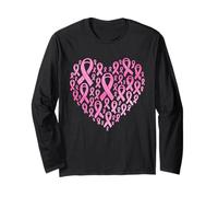 Fighting Breast Cancer Awareness Heart Pink Ribbon Long Sleeve T-Shirt