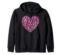 Fighting Breast Cancer Awareness Heart Pink Ribbon Zip Hoodie