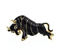 Fighting Bull Brooches For Women Zodiac Animal Pin Cattle Cow 3 Colors Choose