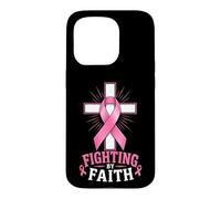 Fighting by Faith Breast Cancer Awareness Christian Case for iPhone 15 Pro