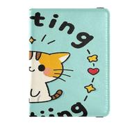 Fighting Cartoon Cute Cat Leather decorative Passport Holders Travel Documents Organizer Protector Passport Case Waterproof, fighting cartoon cute cat, One Size