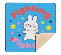 Fighting Cartoon Cute White Rabbit Soft Thick mat for Baby to Play on Floor for Floor Washable Foldable Baby Kick Crawling Mat for Baby Kids Toddlers Infants, 50'' x 50''tapete de gimnasio