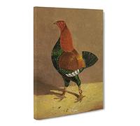 Fighting Cock Vol.1 By John Frederick Herring Canvas Print | Gallery Wrapped 30mm Frame Wall Art | 24x16 inches | Ready to Hang | Classic Picture | Living Room Bedroom Lounge Office