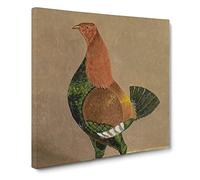 Fighting Cock Vol.1 by John Frederick Herring Classic Painting Canvas Wall Art Print Ready to Hang, Framed Picture for Living Room Bedroom Home Office Décor, 14x14 Inch (35x35 cm)