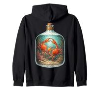 Fighting Crabs in a Bottle s Vintage Nautical Art Zip Hoodie