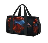 Fighting Fish Sport Duffel Bags for Kids Girls Boys Women Men Overnight Weekender Travel Bag Tote Carry Gym Casual Duffel Bags