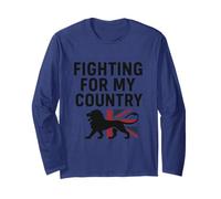 Fighting for My Country, Patriot Lion Union Jack UK Pride Long Sleeve T-Shirt