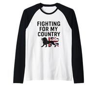 Fighting for My Country, Patriot Lion Union Jack UK Pride Raglan Baseball Tee