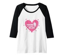 Fighting for The Women We Love Breast Cancer Awareness Raglan Baseball Tee, Women, Black/White, XXL