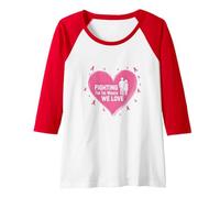 Fighting for The Women We Love Breast Cancer Awareness Raglan Baseball Tee, Women, Red/White, XL