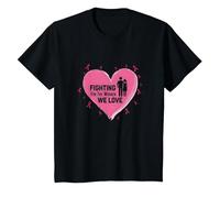 Fighting for The Women We Love Breast Cancer Awareness T-Shirt, Kids, Black, 2 Years