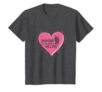 Fighting for The Women We Love Breast Cancer Awareness T-Shirt, Kids, Dark Heather Grey, 8 Years