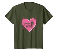 Fighting for The Women We Love Breast Cancer Awareness T-Shirt, Kids, Olive, 2 Years