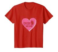 Fighting for The Women We Love Breast Cancer Awareness T-Shirt, Kids, Red, 4 Years