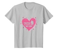 Fighting for The Women We Love Breast Cancer Awareness T-Shirt, Kids, Silver, 6 Years