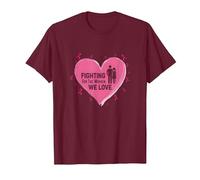 Fighting for The Women We Love Breast Cancer Awareness T-Shirt, Men, Burgundy, 3XL