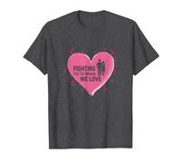 Fighting for The Women We Love Breast Cancer Awareness T-Shirt, Men, Dark Heather Grey, L