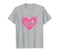 Fighting for The Women We Love Breast Cancer Awareness T-Shirt, Men, Heather Grey, 5XL