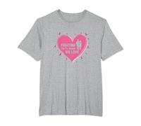 Fighting for The Women We Love Breast Cancer Awareness T-Shirt, Men's Big and Tall, Heather Grey, 6X Tall