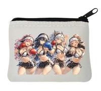 Fighting Girls Ready for Battle Neoprene Coin Purse Pouch 10x11cm White