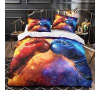 Fighting_gloves Duvet Cover 3D Design Printed Extra Soft 3 Pieces Bedding Set Zipper space_action_style Quilt Cover Hotel Quality Washable for Adults Kids Women Teens Youth Boys Single（135x200cm）