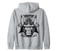 Fighting Gorilla Samurai MMA Mixed Martial Arts Combat Zip Hoodie