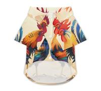 Fighting Morning Rooster Cock Hawaii Shirt Print Dog Clothes T-Shirt Beach for Puppy Cat XS