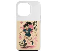 Fighting Spirit Soccer Girl, Anime Style Football Player Case for iPhone 13 Pro