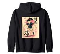 Fighting Spirit Soccer Girl, Anime Style Football Player Zip Hoodie