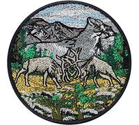 Fighting Stags on Mountains Sew on Patch - Wild Life Iron on Patches for Wild Life Lovers, Deer Lovers, Nature Lovers - Exclusive Animals Patches forfor All Fabrics | 80X80 mm