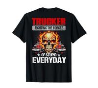 Fighting The Forces Trucker Apparel - Skull Trucker(on Back) T-Shirt