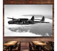 Fighting the Night Flag Banner Wall Chart Canvas Painting WW II Fighter Jets Bombers Posters & Prints Wall Art Decoration Tapestry For Room, Classroom, Home, Bedroom,38X57 inches