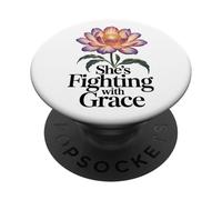 Fighting With Grace Breast Cancer Awareness Gift for Women PopSockets Adhesive PopGrip