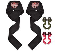 FIGHTSENSE Lifting straps for weightlifting, Gym wrist straps for men women, Neoprene Padded Cotton Weightlifting Straps for Bodybuilding, Powerlifting, Deadlifting and strength training (BLACK)