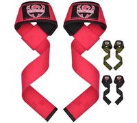 FIGHTSENSE Lifting straps for weightlifting, Gym wrist straps for men women, Neoprene Padded Cotton Weightlifting Straps for Bodybuilding, Powerlifting, Deadlifting and strength training (PINK)