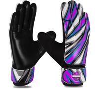 FIGHTSENSE Soccer Goalie Gloves for Kids Youth Boys,Football Goalkeeper Gloves,4mm Latex Palm,Breathable,Anti-Slip Strong Grip,Double Wrist Protection (Purple, Size 4 Suitable for 6-9 Years)