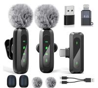 Figifidia USB C Wireless Lavalier Microphone for iPhone, Mini Lav LED Mic for Android Phone with Noise Cancelling Lapel Podcast Microphone for Tiktok Content Creator Video Recording,Streaming,Vlogging