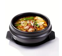 Fignner Korean Cooking Korean Stone Bowl (Dolsot), Sizzling Hot Pot for Bibimbap and Soup (Large, No Lid) - Premium Ceramic (16cm)