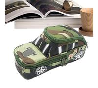 Figo Car Theme Pencil Case - Creative Camouflage Vehicle Bag with Zipper for Students, Large Capacity Polyester Box, Size 21.5 x 9.5 x 10.5 cm, School & Travel Use, Army Green,