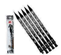 FIGO MECHANICAL Pencils, 0.7mm Lead, Pack of 5, Zebra-Print Propelling Pencils, Built-In Eraser, School Office Home Use, ZOFAX Black Ball Pen