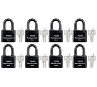 FIGODE 8 Pack Outdoor Waterproof Padlock Heavy Duty Laminated Steel Padlock with Keys, 2.25" Wide Keyed Alike Padlock with Standard Shackle
