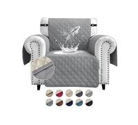 FIGOOO Sofa Covers Water Resistant Sofa Slipcovers 1 Seater Waterproof Anti-Slip Anti-Scratch Sofa Cover with Non Slip Elastic Straps for Dogs Cats Pets,Light Grey