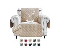 FIGOOO Sofa Covers Water Resistant Sofa Slipcovers 1 Seater Waterproof Anti-Slip Anti-Scratch Sofa Cover with Non Slip Elastic Straps for Dogs Cats Pets,Beige