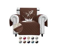 FIGOOO Sofa Covers Water Resistant Sofa Slipcovers 1 Seater Waterproof Anti-Slip Anti-Scratch Sofa Cover with Non Slip Elastic Straps for Dogs Cats Pets,Coffee