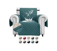 FIGOOO Sofa Covers Water Resistant Sofa Slipcovers 1 Seater Waterproof Anti-Slip Anti-Scratch Sofa Cover with Non Slip Elastic Straps for Dogs Cats Pets,Green