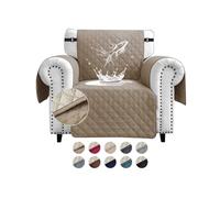 FIGOOO Sofa Covers Water Resistant Sofa Slipcovers 1 Seater Waterproof Anti-Slip Anti-Scratch Sofa Cover with Non Slip Elastic Straps for Dogs Cats Pets,khaki